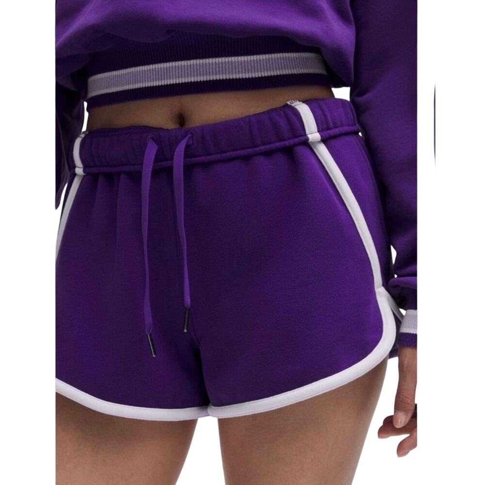 Lululemon Scuba Mid-Rise Oversized 3" Shorts, Purple & White, Women's XL, NWT